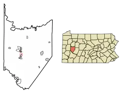 Location of Manorville in Armstrong County, Pennsylvania.
