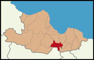Map showing Asarcık District in Samsun Province
