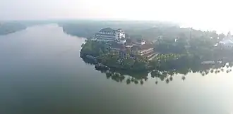 Aerial view of the Ashtamudi lake