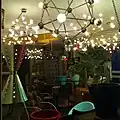 Vintage atom and molecule-shaped ceiling light fixtures