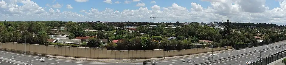 MacGregor suburb panorama, looking from the east.