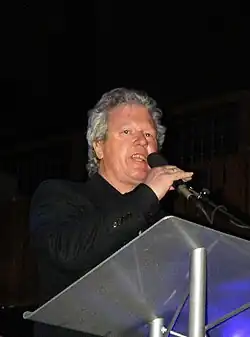 Frantz talking on stage