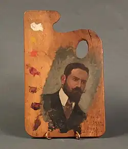 Autoritratto a 45 anni. April 10, 1900. Oil on palette, private collection.