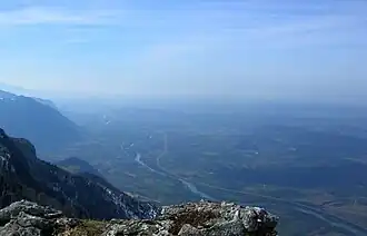Saint-Gervais and Rovon to the left of the Isère, seen from la Cheminée (Vercors).