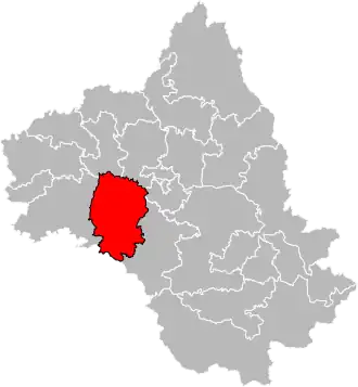 Situation of the canton of Ceor-Ségala in the department of Aveyron