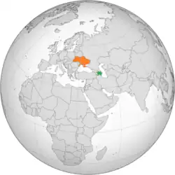 Map indicating locations of Azerbaijan and Ukraine