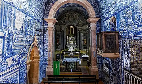 interiors azulejos of Remedios chapel in Peniche, Portugal
