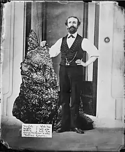 Bernhardt Holtermann and the gold specimen "Holtermann Nugget" discovered at Star of Hope Mine in 1872