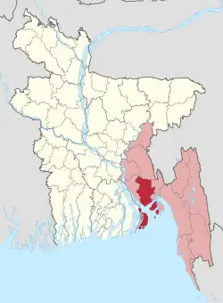 Location of Noakhali District in Bangladesh