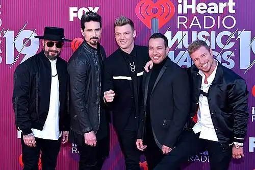 The Backstreet Boys performed at the 2019 iHeartRadio Music Awards in Los Angeles. From left: AJ McLean, Kevin Richardson, Nick Carter, Howie Dorough, and Brian Littrell