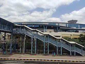 Metro station building adjacent to Baiyyappanahalli railway station
