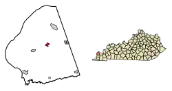 Location of La Center in Ballard County, Kentucky.