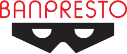 The word "BANPRESTO" in red, above a black visor graphic.
