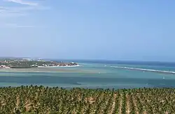 Aerial view of Barra de São Miguel across Roteiro Lagoon