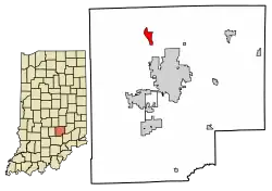 Location of Taylorsville in Bartholomew County, Indiana.