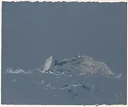 Bear Island Light, pastel on blue wove paper (26 x 31.6&nbsp;cm)