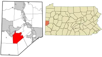 Location in Beaver County and state of Pennsylvania