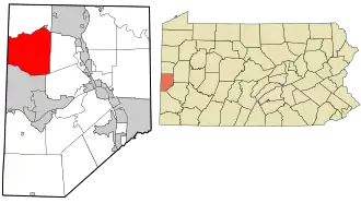 Location in Beaver County and state of Pennsylvania