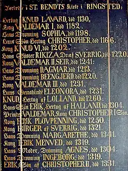 Royal burials in St. Bendt's Church, Ringsted