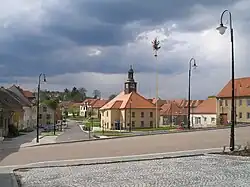 Town square with the town hall