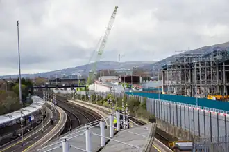Looking at the station from the former Great Victoria street railway station