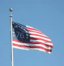 Bennington flag flying outside San Francisco City Hall, in San Francisco, California