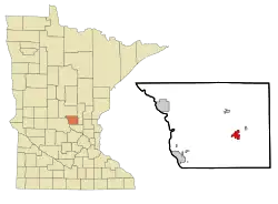 Location of Foley within Benton County and state of Minnesota