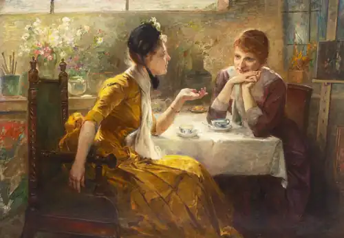 Two Friends Drinking Tea in the Artist's Studio