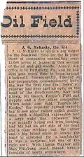 1916 News clip from Blackwell Daily @head of 101 Ranch Oil Company