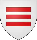 3 hamades—Argent, three hamades gules