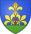 Arms of Camps-la-Source, Provence, featuring the Cross orange on the lilies of France.
