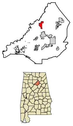 Location of Blountsville in Blount County, Alabama.