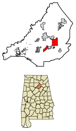 Location of Oneonta in Blount County, Alabama