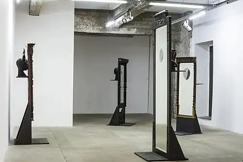 An image showing a contemporary art exhibits in a gallery