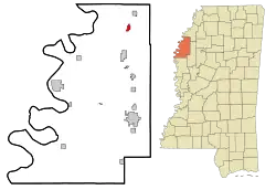 Location of Duncan, Mississippi