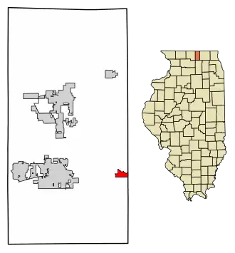 Location of Garden Prairie in Boone County, Illinois.