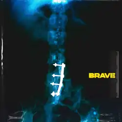 The cover for Brave, which features an X-ray of Frida Kahlo. The text "Brave" appears on the lower-right side in bold and yellow font.
