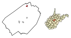 Location of Burnsville in Braxton County, West Virginia.