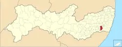 Location of Palmares in Pernambuco