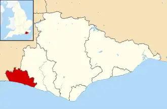 Brighton and Hove shown within East Sussex and England