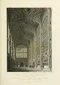 Interior of King's College Chapel after Frederick Mackenzie, from Britton's Architectural Antiquities, 1812