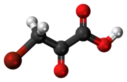 Ball-and-stick model of the bromopyruvic acid molecule