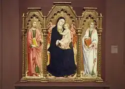 Sano di Pietro, Triptych of Madonna with Child, St. James and St. John the Evangelist, c. 1460 and 1462
