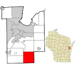 Location in Brown County and the state of Wisconsin.