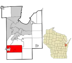 Location in Brown County and the state of Wisconsin