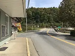 Looking east from Morgantown Street toward North Preston Highway in Bruceton Mills