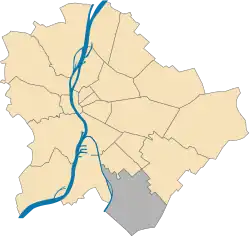 Location of District XXIII in Budapest (shown in grey)