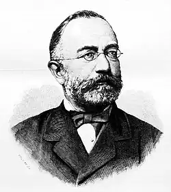 black and white head and shoulders engraving of Budenz