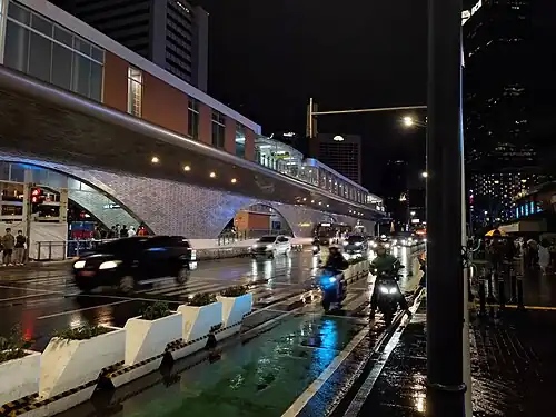 The Bundaran HI ASTRA BRT Station near the Selamat Datang Monument