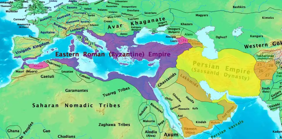 Image 61Byzantine and Sassanian Empires in 600 AD (from History of Asia)